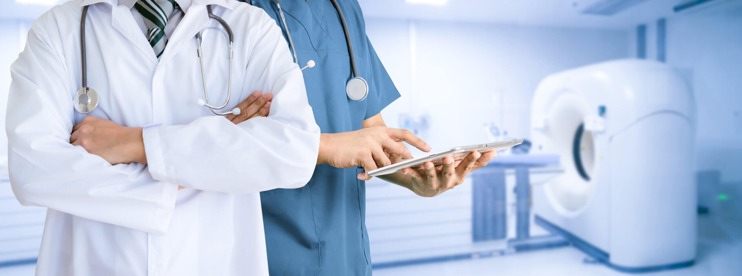 doctor and surgeon in xray mri room