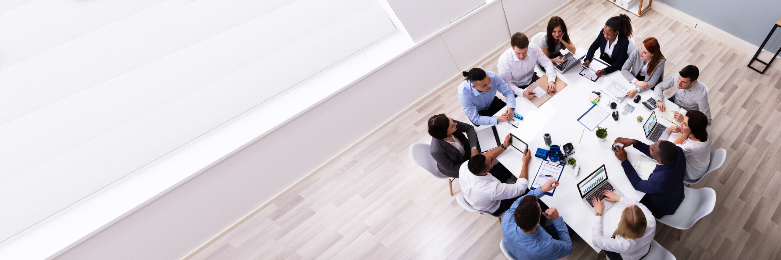 group of business people formulating a goal