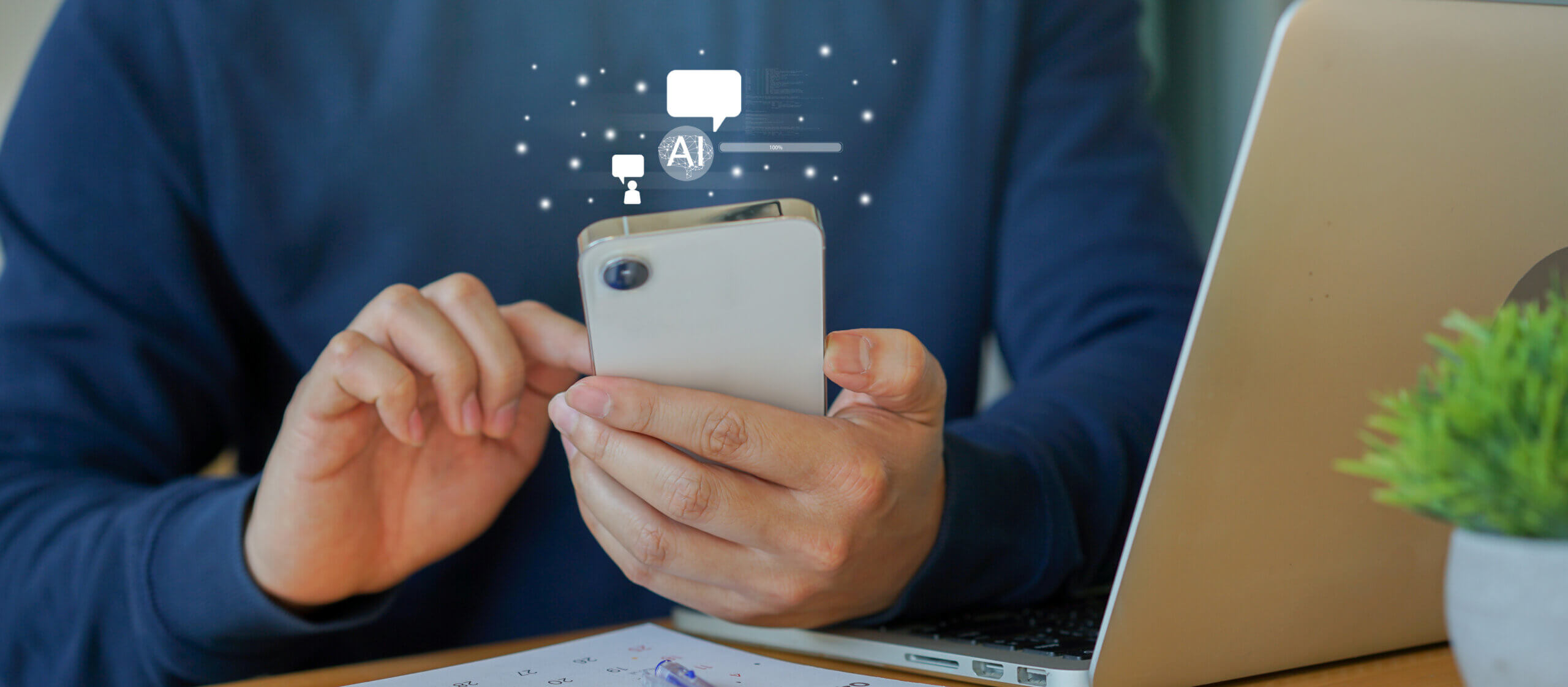 AI and medicine- doctor chatting using chatbot.