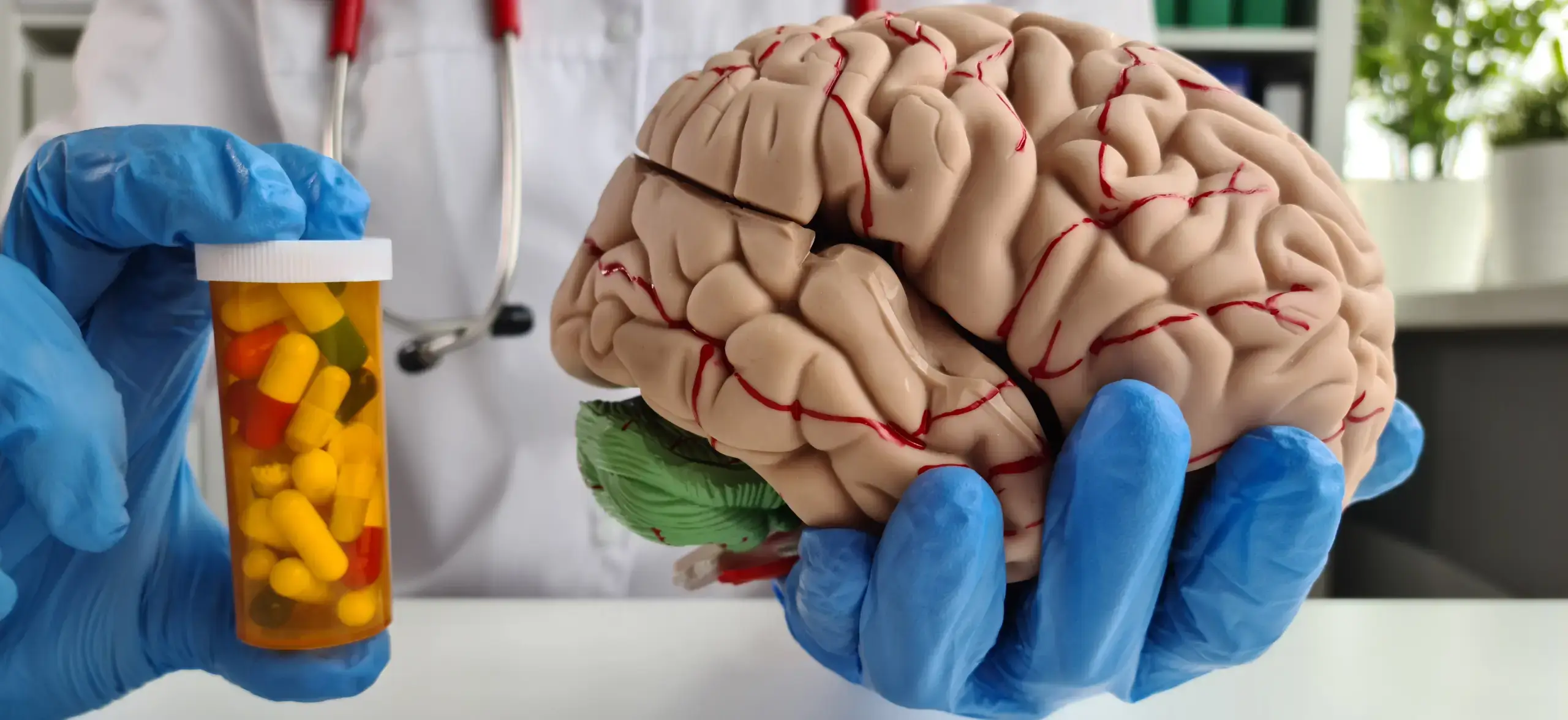 doctor holding brain model to demonstrate advancements in alzheimers research