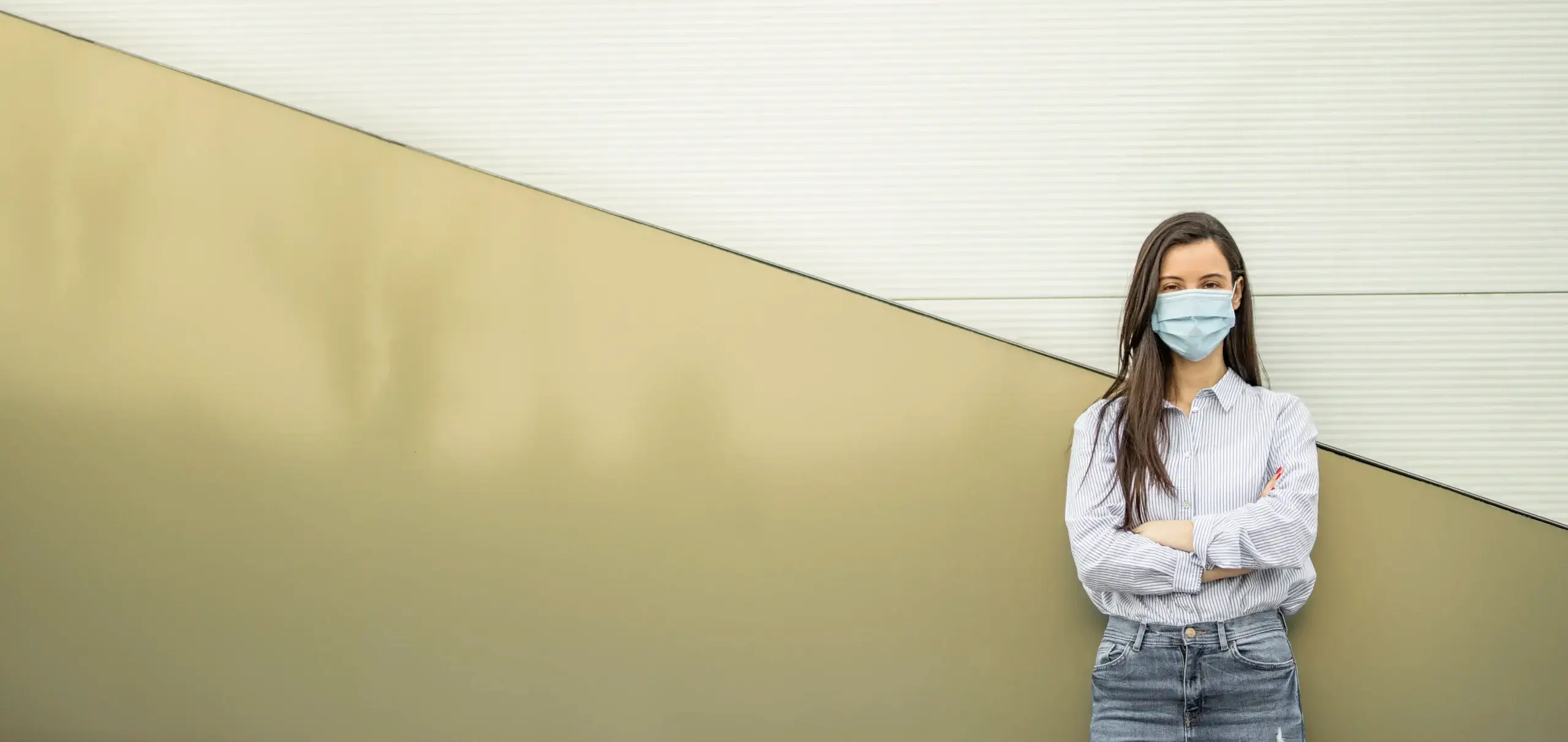 Portrait of woman wearing protective face mask