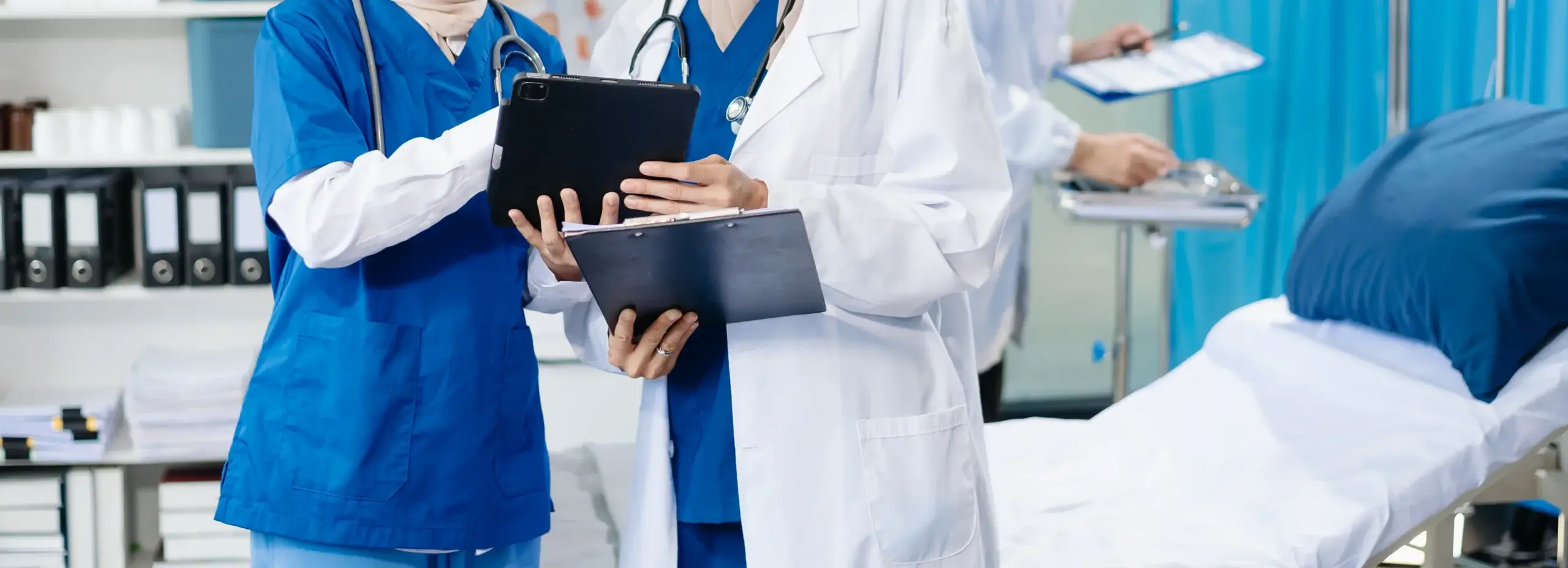 medical professionals in a modern hospital collaborating