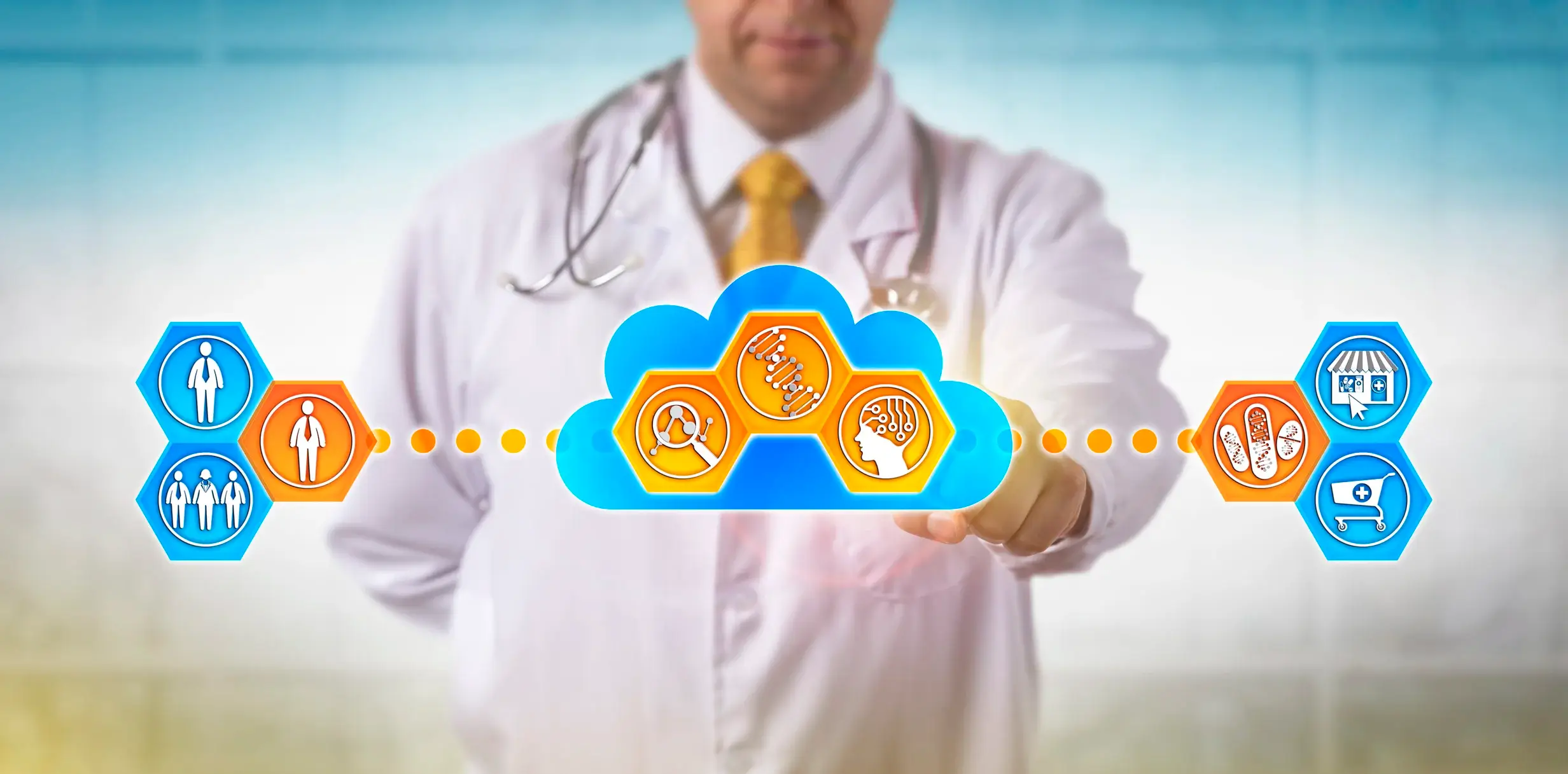 medical doctor looking at cloud