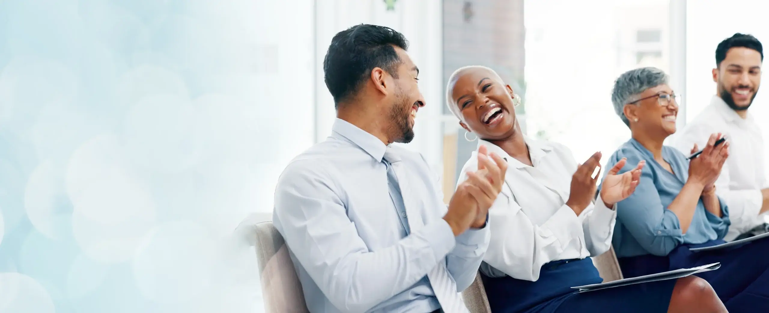 diverse professionals excited to learn