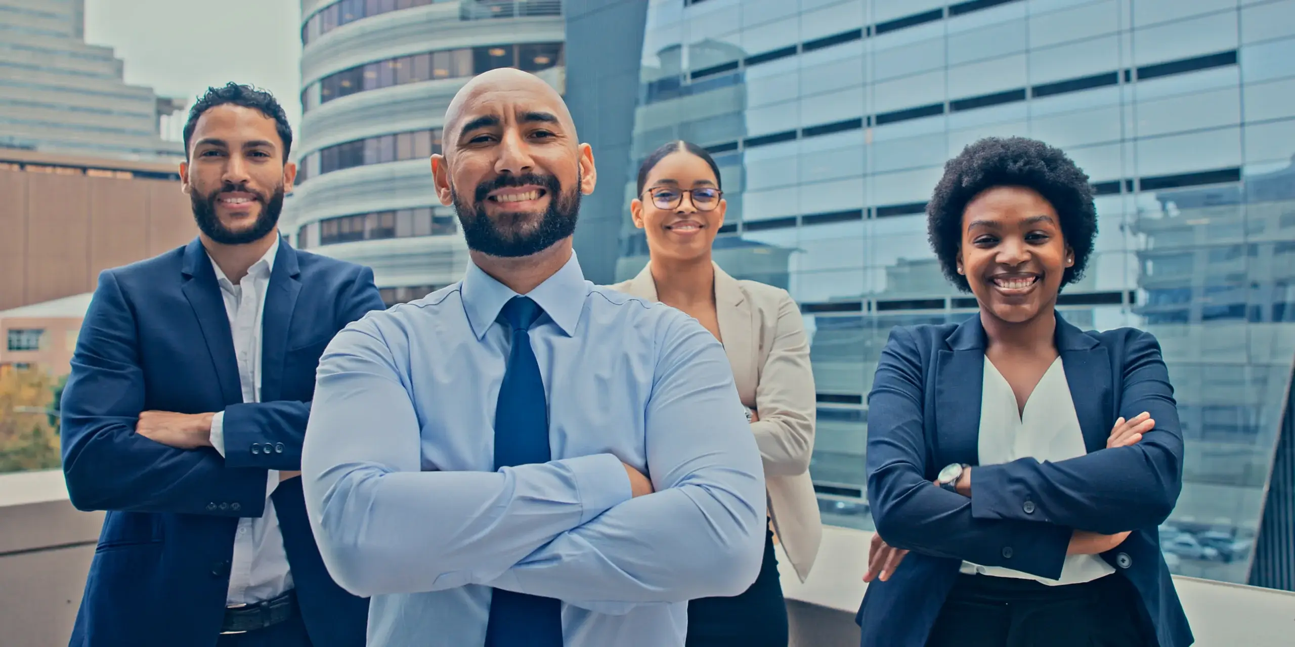 group shot of diverse businesspeople