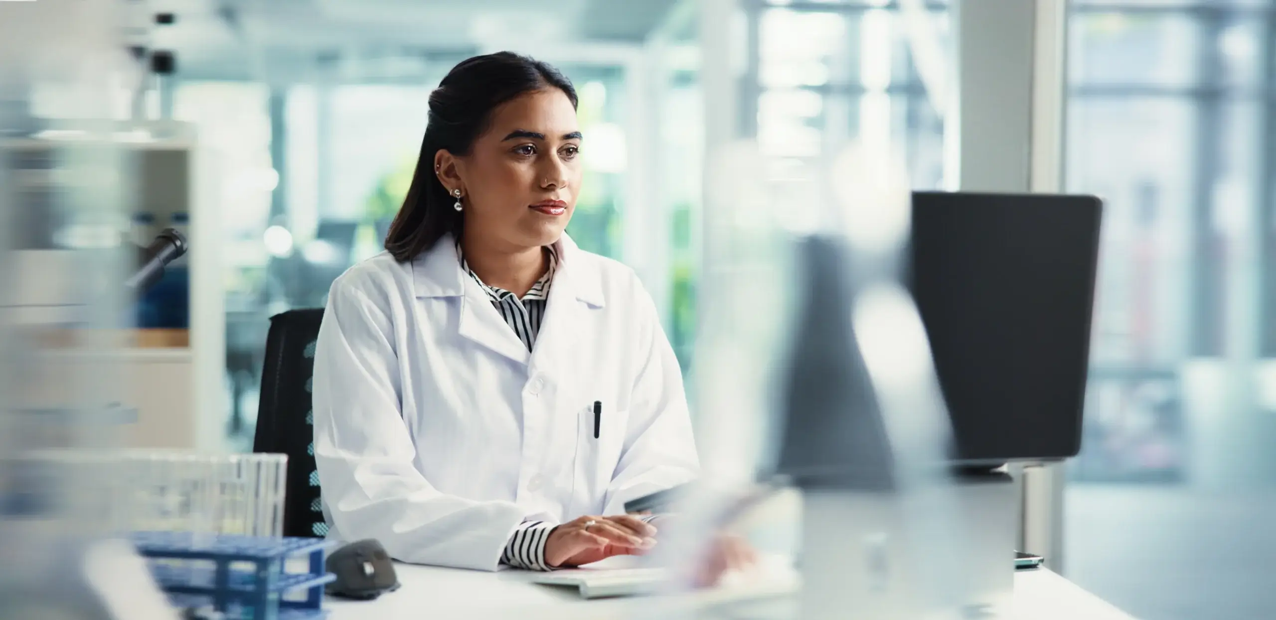medical professional reviewing digital files