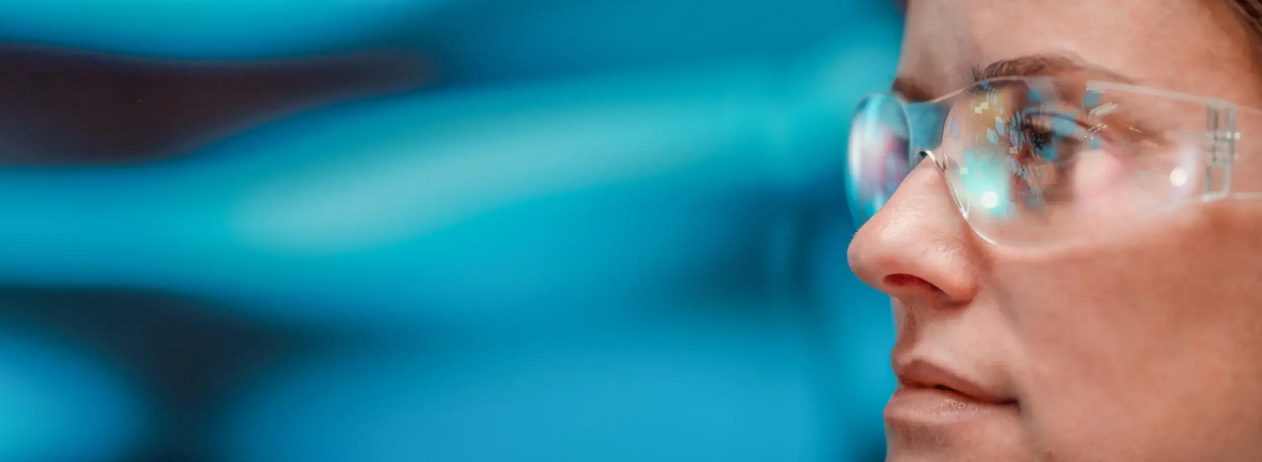 doctor wearing glasses digital AI reflection